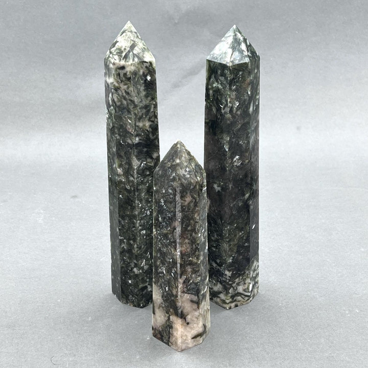 Epidote with Mica Large Standing Hexagon TowerCrystal River Gems