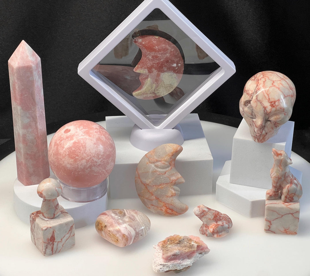 Pink Opal Crystal Bundle Lot (12 Pieces) Bulk Wholesale Gemstone Décor Collection