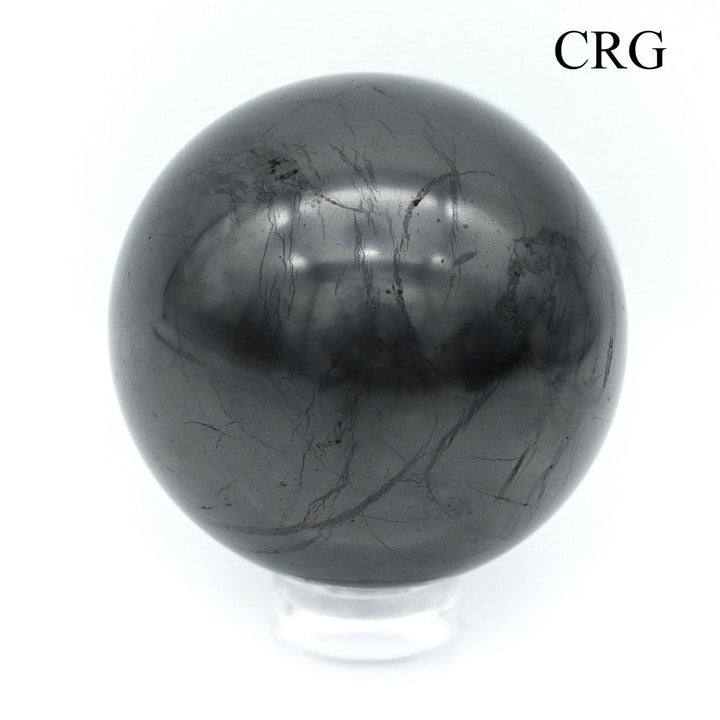 Shungite Small Polished Sphere (1 Piece) (Size 40 mm) Hand Carved Gemstone DecorCrystal River Gems