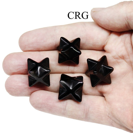 Black Obsidian Merkaba Stars (18 mm) (5 Pcs) 8-Pointed Polished Crystal Gemstone Star
