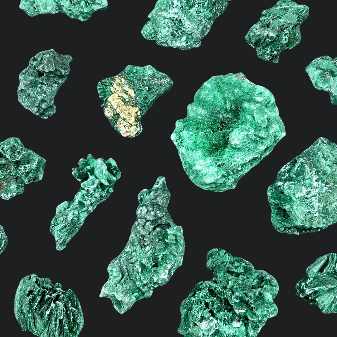 Fibrous Malachite Mixed Sizes Bulk Wholesale Lot Raw Crystals Minerals Gemstones