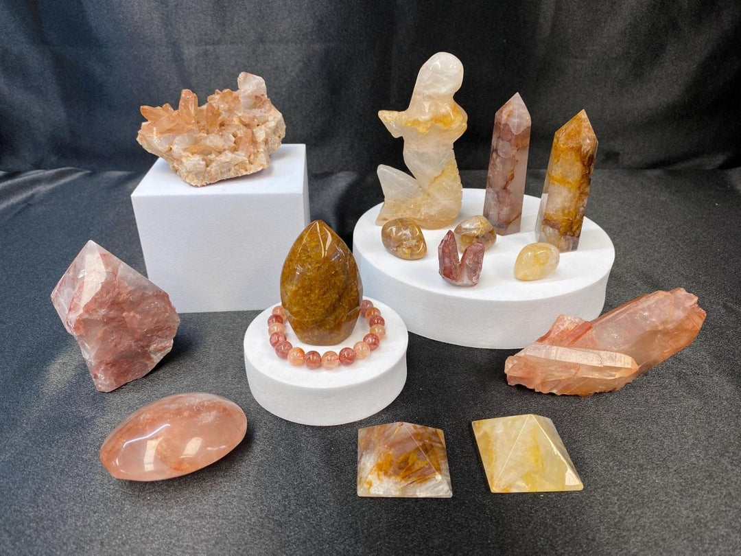 Fire Quartz & Golden Healer Quartz Crystal Bundle Lot (11 Pieces) Bulk Wholesale Gemstone Décor CollectionCrystal River Gems