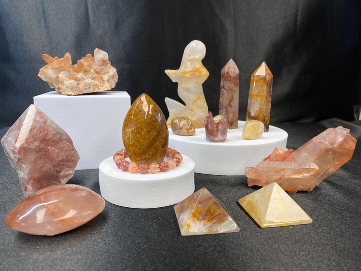 Fire Quartz & Golden Healer Quartz Crystal Bundle Lot (11 Pieces) Bulk Wholesale Gemstone Décor CollectionCrystal River Gems