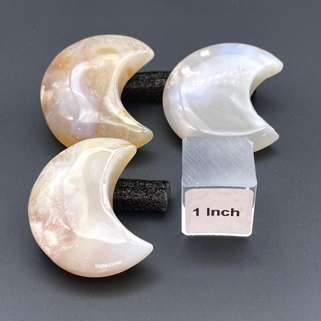 Flower Agate Small Moon FigurineCrystal River Gems