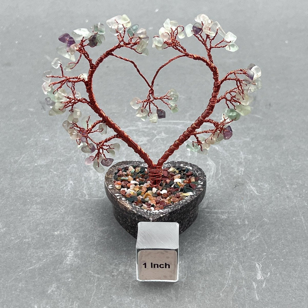 Fluorite Chip Heart Tree with Soapstone Base and Copper WireCrystal River Gems