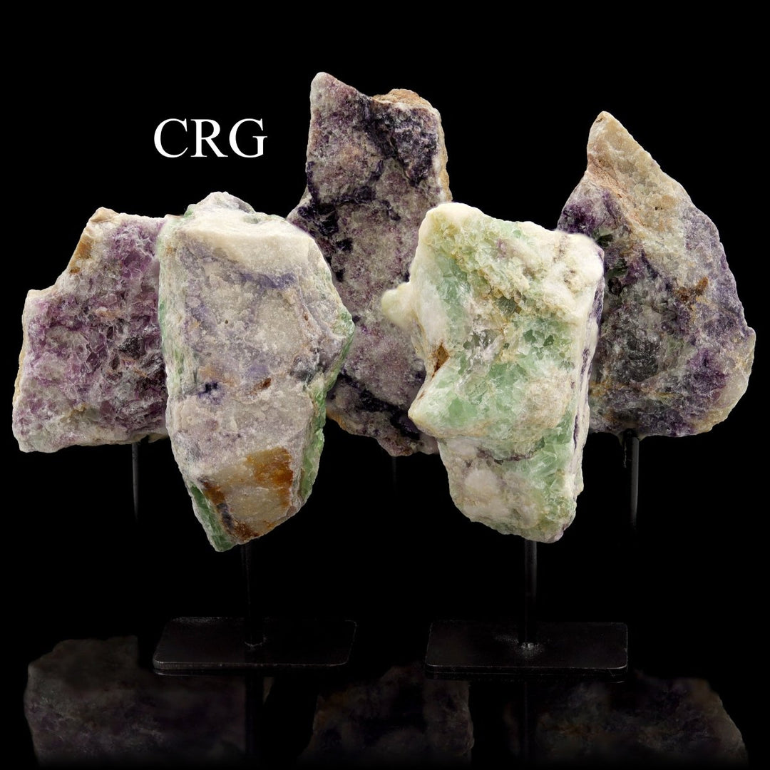 Fluorite Rough Specimen on Metal Stand (1 Piece) Size 4 to 6 Inches Crystal Gemstone Decor