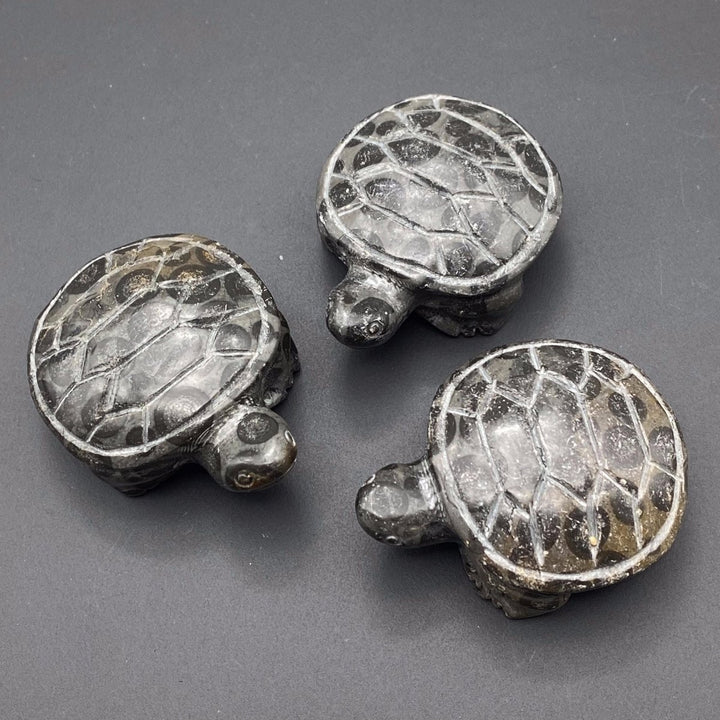 Fossil Stone Mini Turtle Figurine Animal CarvingCrystal River Gems