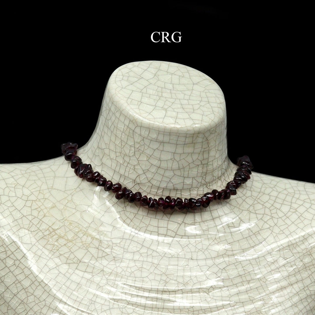 Garnet Chip Choker Necklace (4 Pieces) Size 16 Inches Crystal Jewelry
