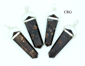 Garnet Double Terminated Flat Pendant with Silver Plating (4 Pieces) Size 2 Inches