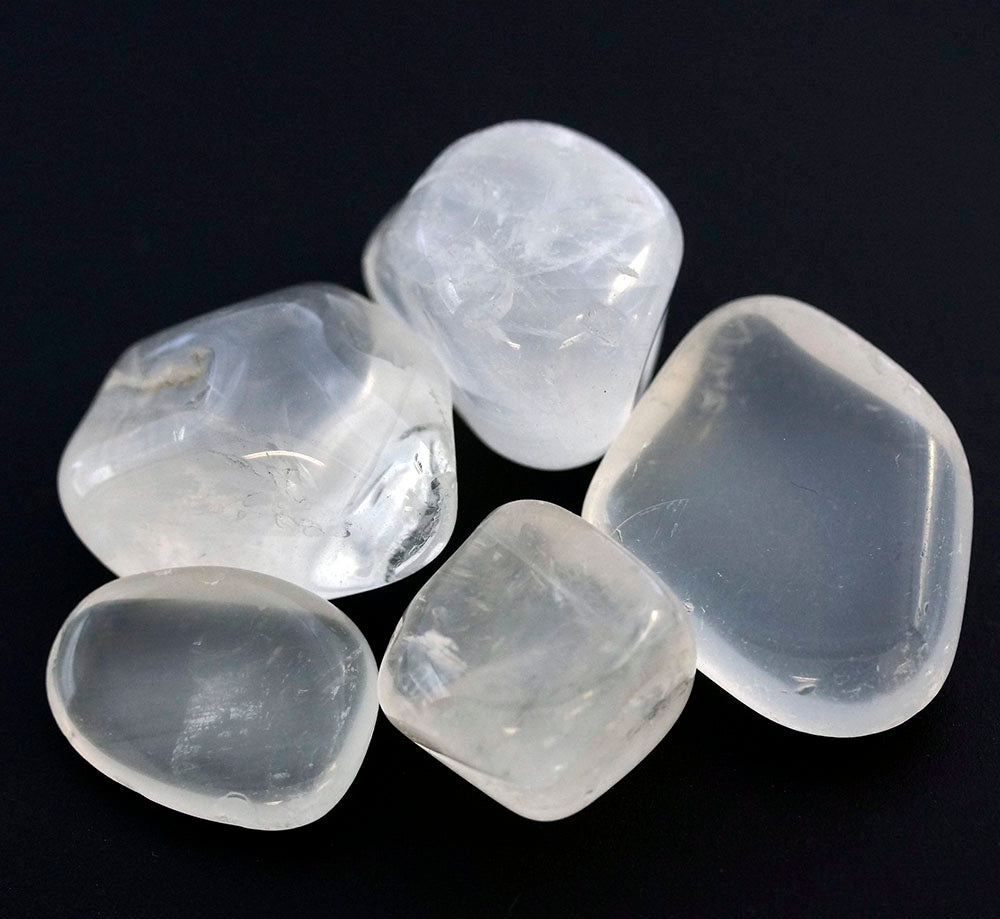 Girasol Quartz Tumbled (8 Ounces) Size 20 to 30 mm Clear Tumbled Crystal GemstoneCrystal River Gems
