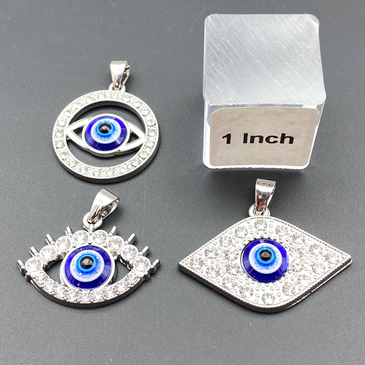 Glass Silver - Plated Eye Pendant Chain NecklaceCrystal River Gems