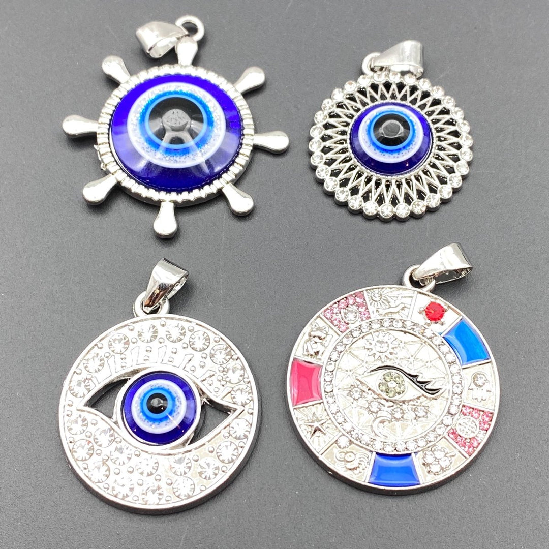 Glass Silver - Plated Eye Pendant Chain NecklaceCrystal River Gems