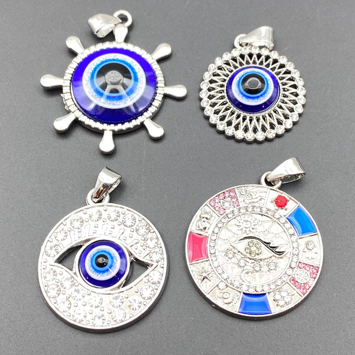 Glass Silver - Plated Eye Pendant Chain NecklaceCrystal River Gems