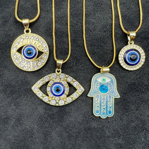Gold-Plated Glass Eye Pendants (4 Pieces) (INJD)