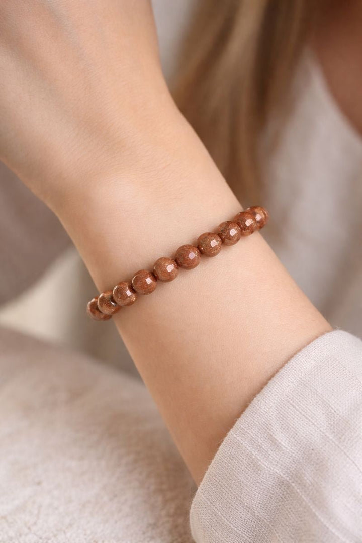 Goldstone Tumbled Bead Stretch Bracelet (8mm)Crystal River Gems