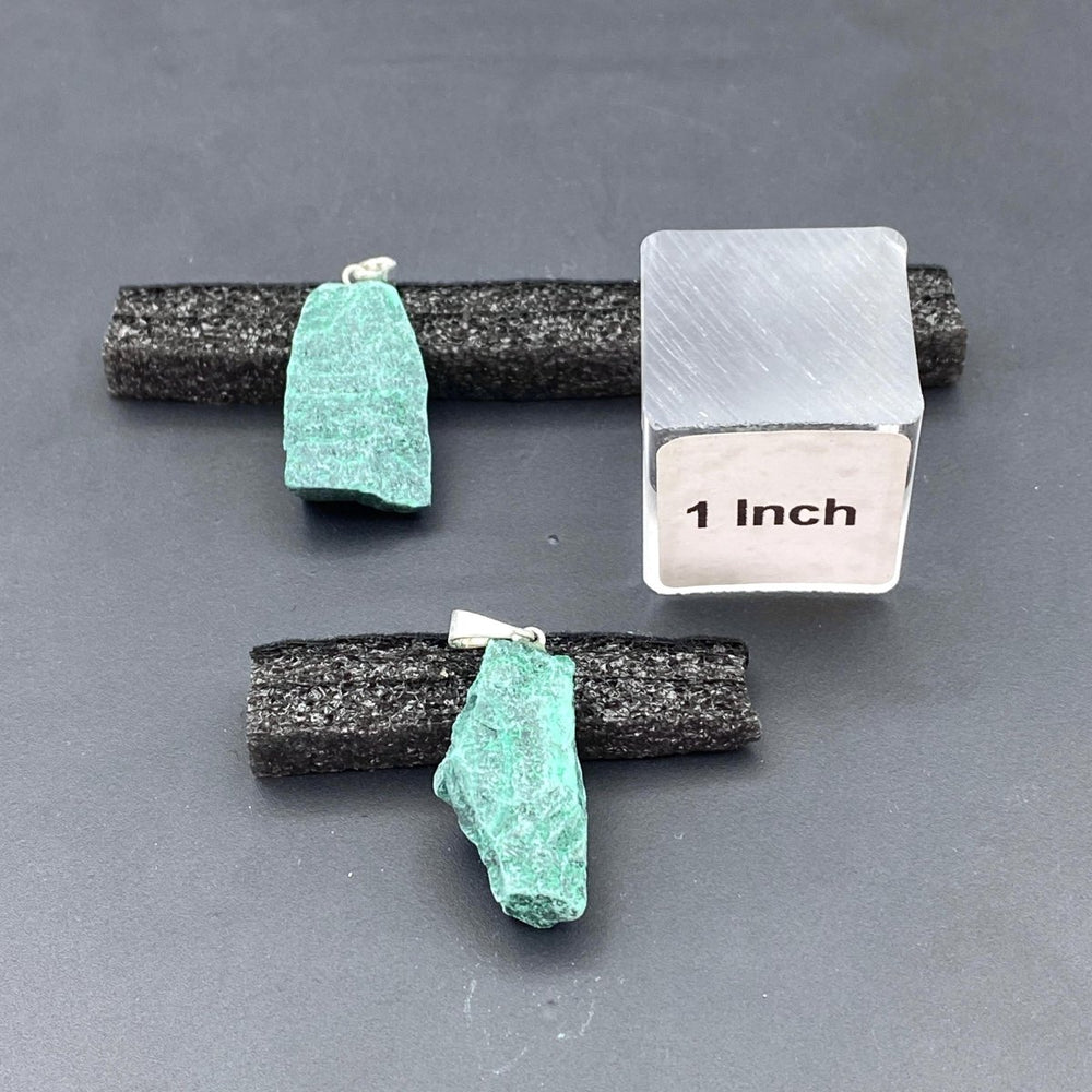 Green Aventurine Mini Raw Stone Silver Bail PendantCrystal River Gems