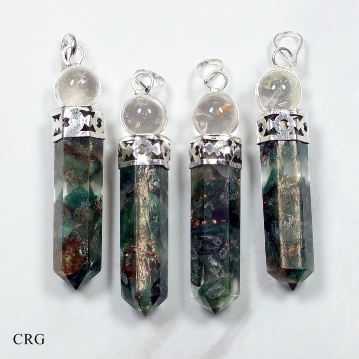 Green Aventurine Orgonite Point Pendant with Crystal Ball (4 Pieces) Size 1.5 Inches Gemstone Jewelry CharmCrystal River Gems