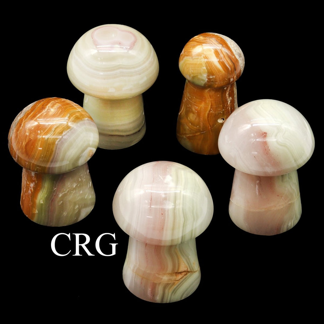 Green Banded Onyx Mushrooms (2 Kilograms) Mixed Sizes Crystal Gemstone Shapes