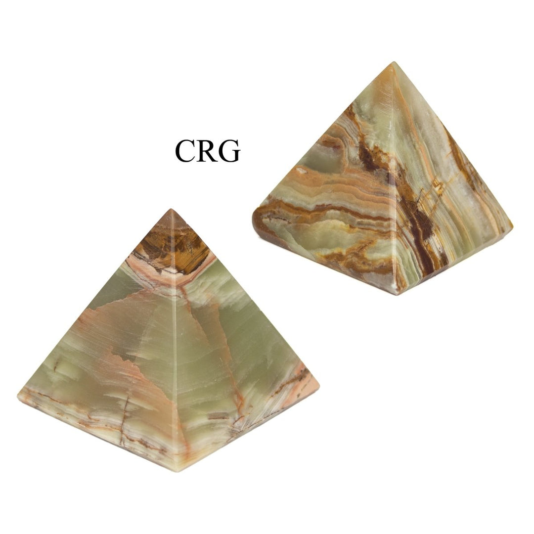 Green Banded Onyx Pyramids (2 Kilograms) Mixed Sizes Bulk Wholesale Lot 4-Sided Crystal Decor