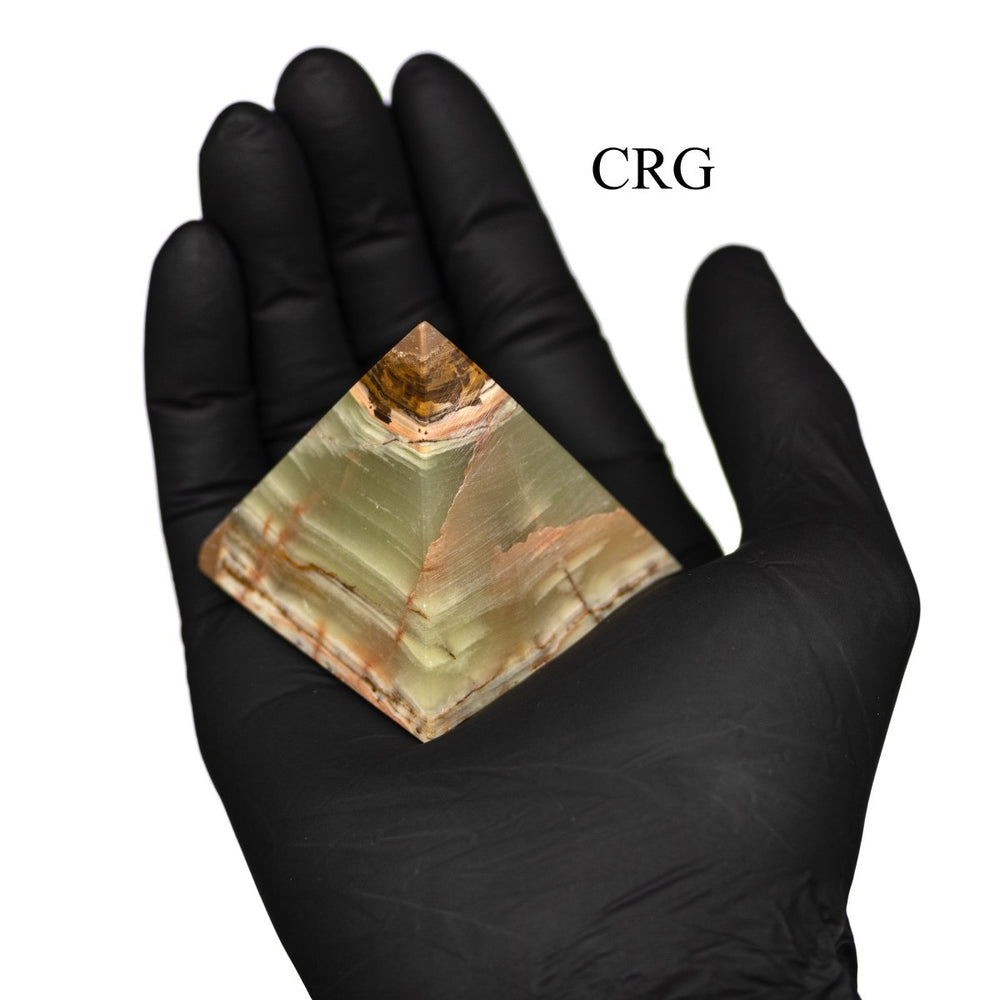 Green Banded Onyx Pyramids (2 Kilograms) Mixed Sizes Bulk Wholesale Lot 4-Sided Crystal Decor