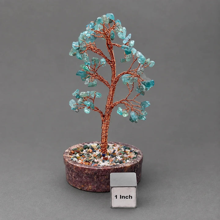 Green Fluorite Gemstone Chip Tree with Soapstone Base and Copper WireCrystal River Gems