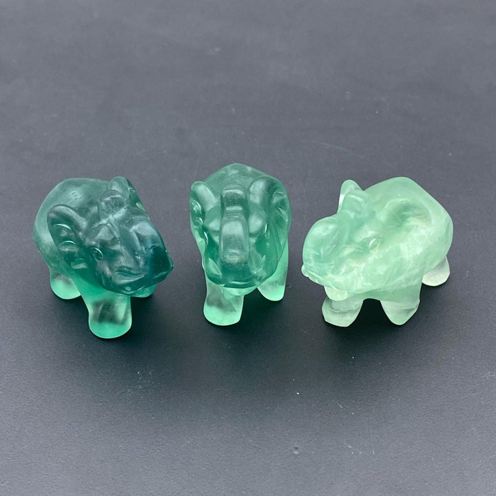 Green Fluorite Polished Elephant Animal FigurineCrystal River Gems