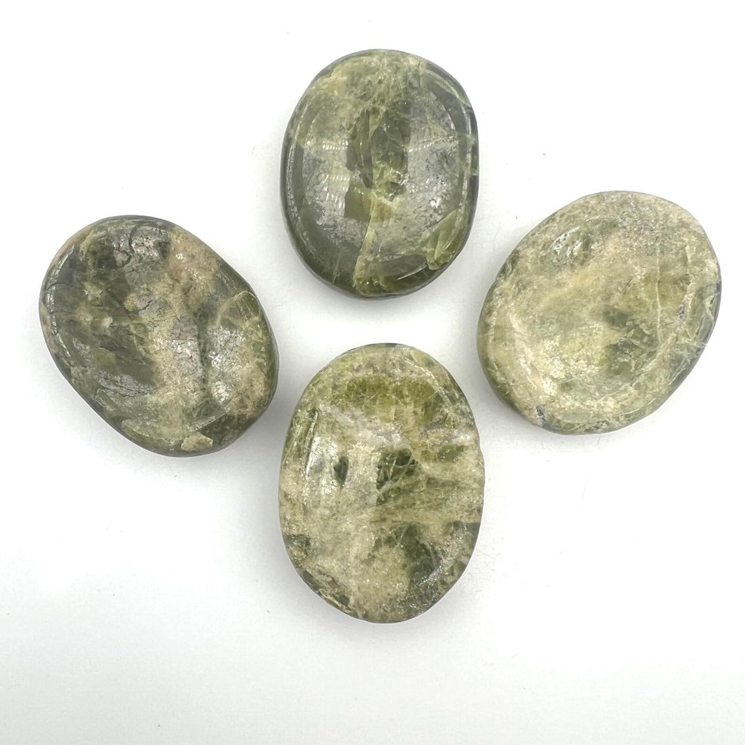 Green Jade Worry Stones w/ Thumb Indent / 1" Avg (4 Pieces)Crystal River Gems