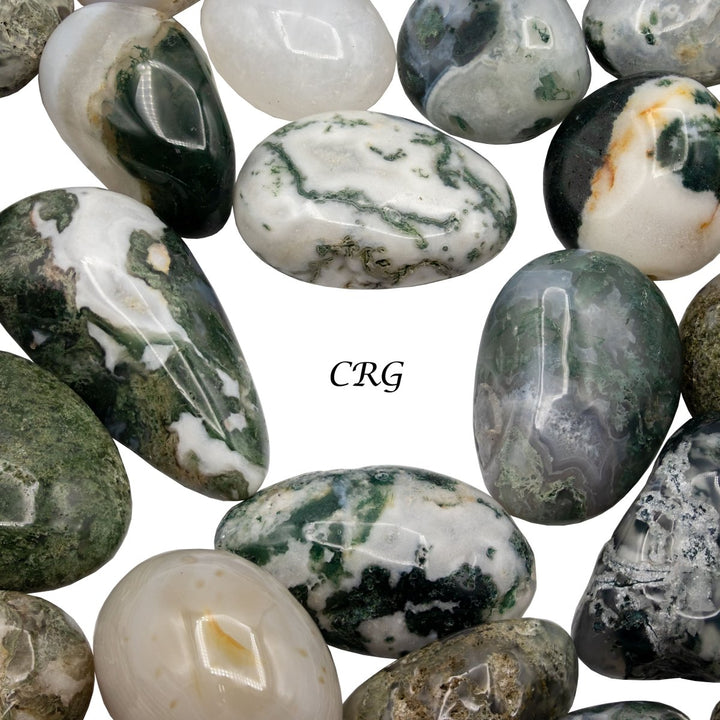 Green Moss Agate Tumbled Gemstones - 20 - 40 mm - 1 LB. LOTCrystal River Gems