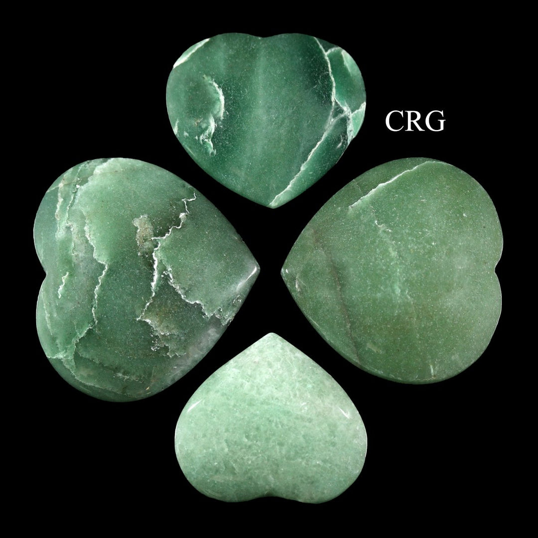 Green Quartz Puffy Hearts (1 Pound) Mixed Sizes Bulk Wholesale Lot Crystal Gemstones