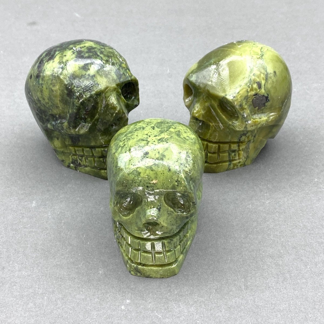 Green Serpentine Gemstone SkullCrystal River Gems