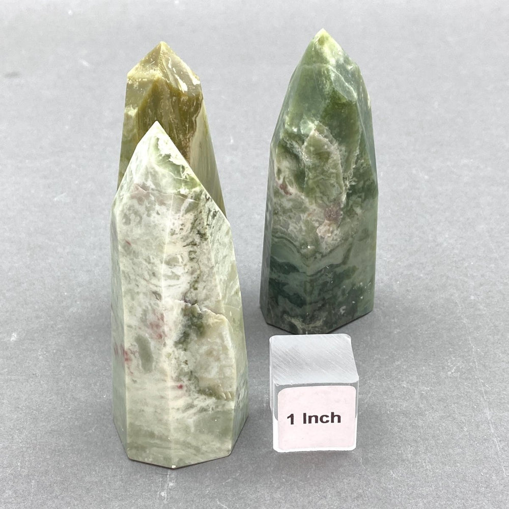 Green Serpentine Polished Icicle Standing TowerCrystal River Gems