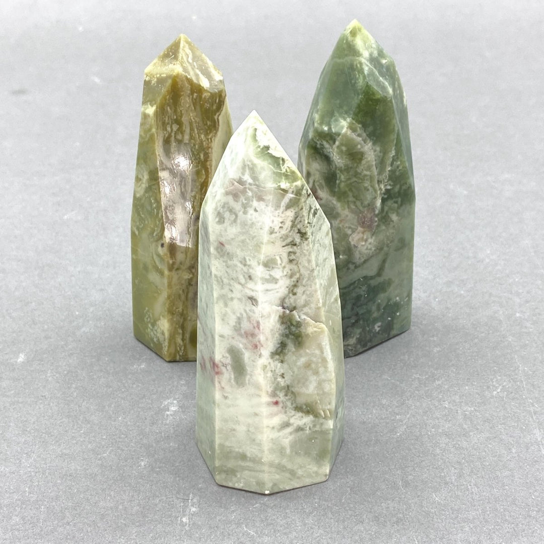 Green Serpentine Polished Icicle Standing TowerCrystal River Gems