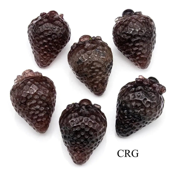 Hand Carved Quartz Strawberries (5 Pieces) (4cm) Polished Gemstone DecorCrystal River Gems