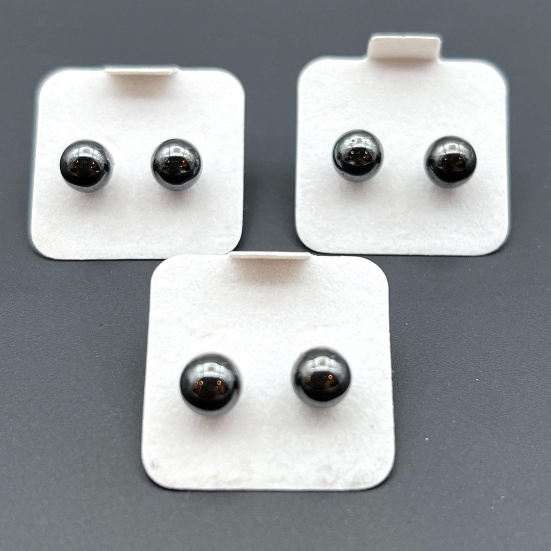 Hematite Round 6mm Silver Stud EarringsCrystal River Gems