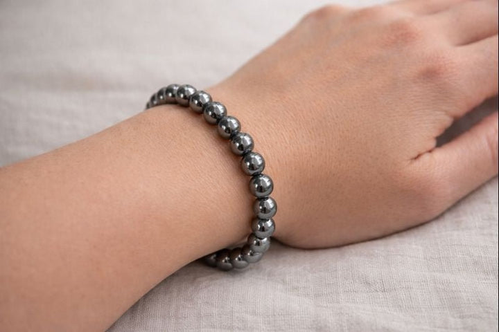 Hematite Tumbled Bead Stretch Bracelet (8mm)Crystal River Gems