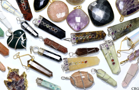 Assorted gemstone pendants and crystal jewelry from Crystal River Gems