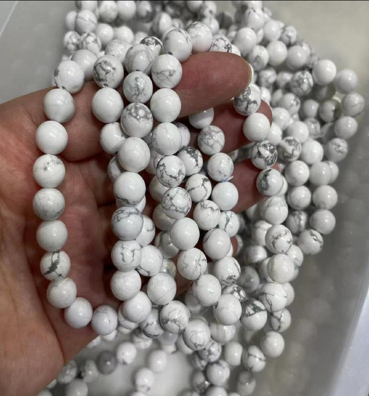 Howlite Round Bead Stretch Bracelet (8 mm)Crystal River Gems
