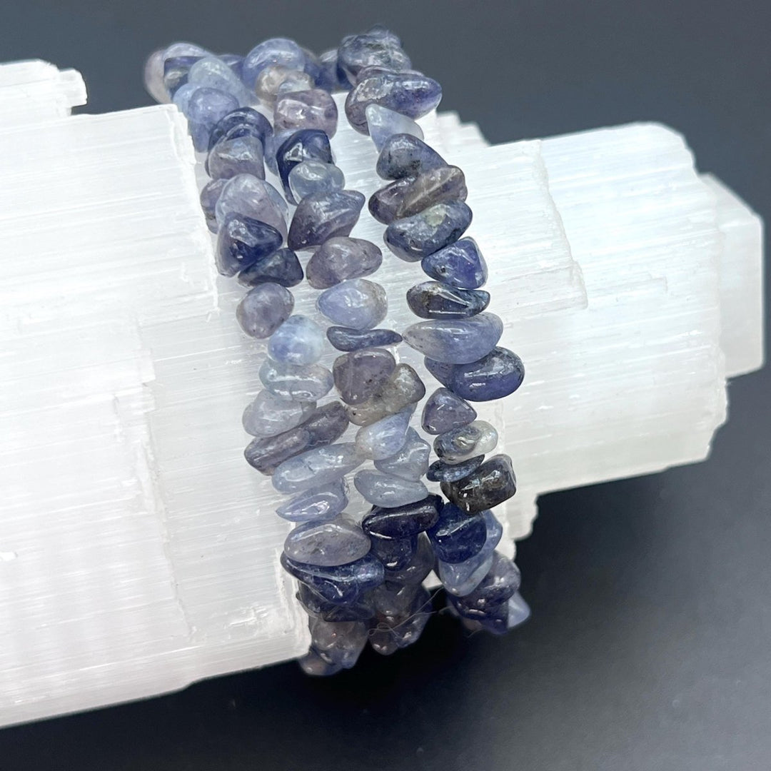 Iolite Chip Bead Elastic Stretch BraceletCrystal River Gems
