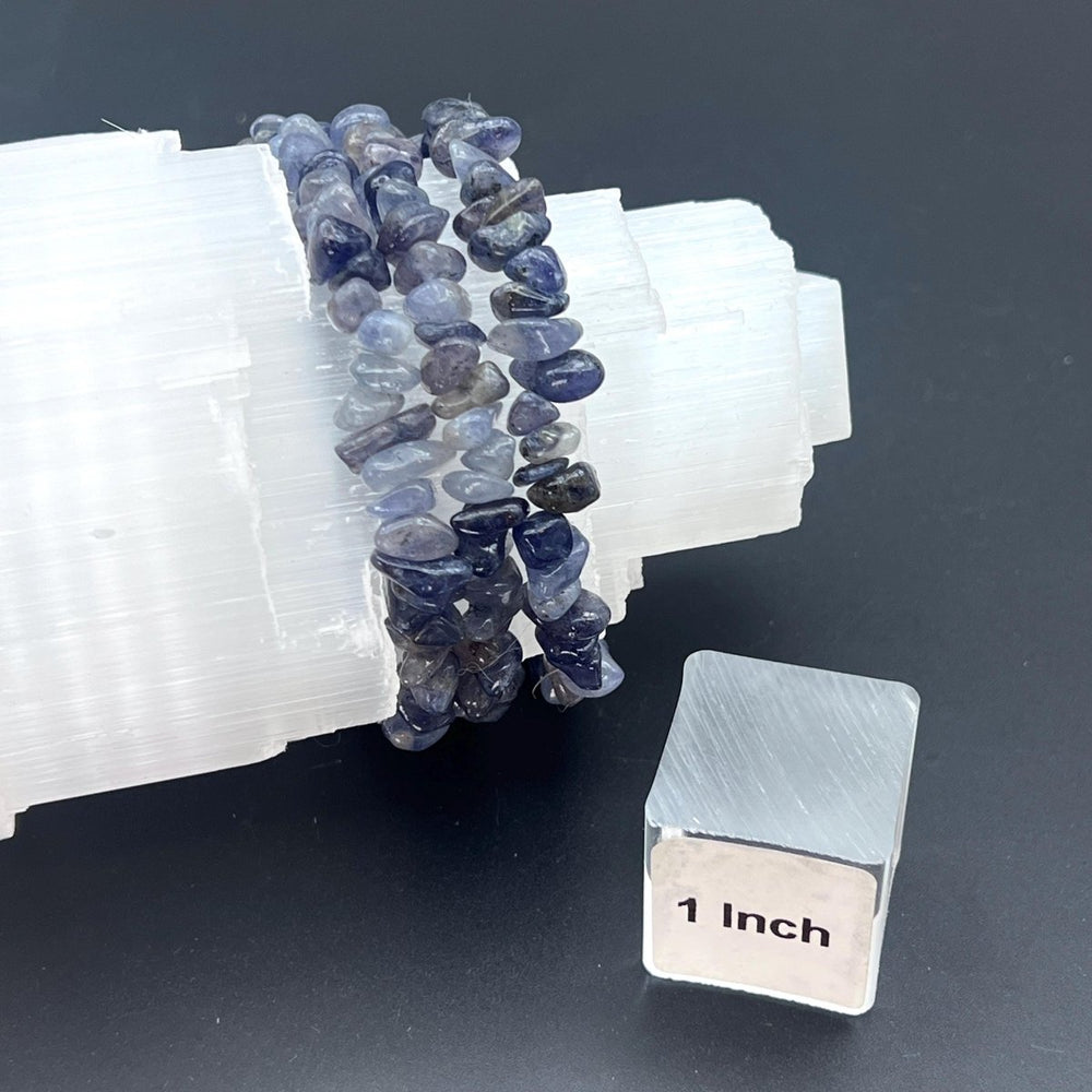 Iolite Chip Bead Elastic Stretch BraceletCrystal River Gems