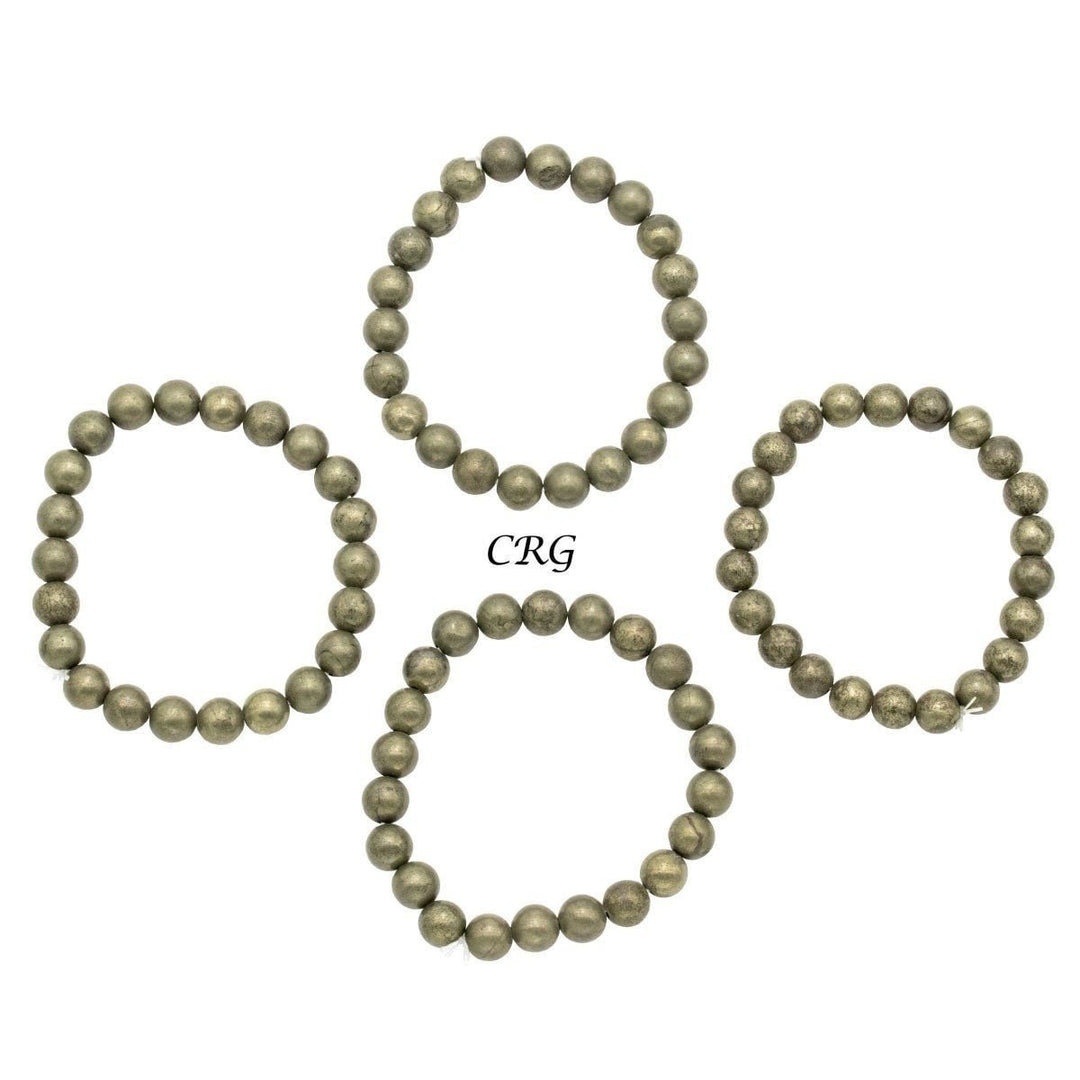 Iron Pyrite Round Bead Stretch Bracelet (8 mm)Crystal River Gems