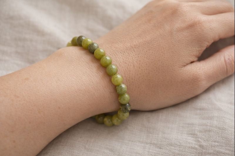 Jade Round Bead Stretch Bracelet (8 mm)Crystal River Gems