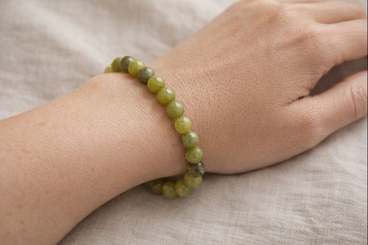 Jade Round Bead Stretch Bracelet (8 mm)Crystal River Gems