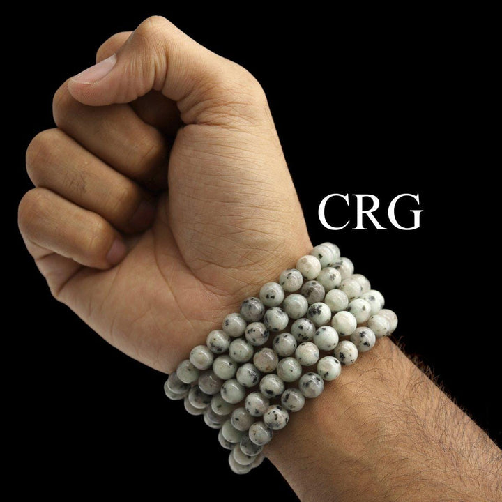 Kiwi Jasper Round Bead Stretch Bracelet (8 mm)Crystal River Gems