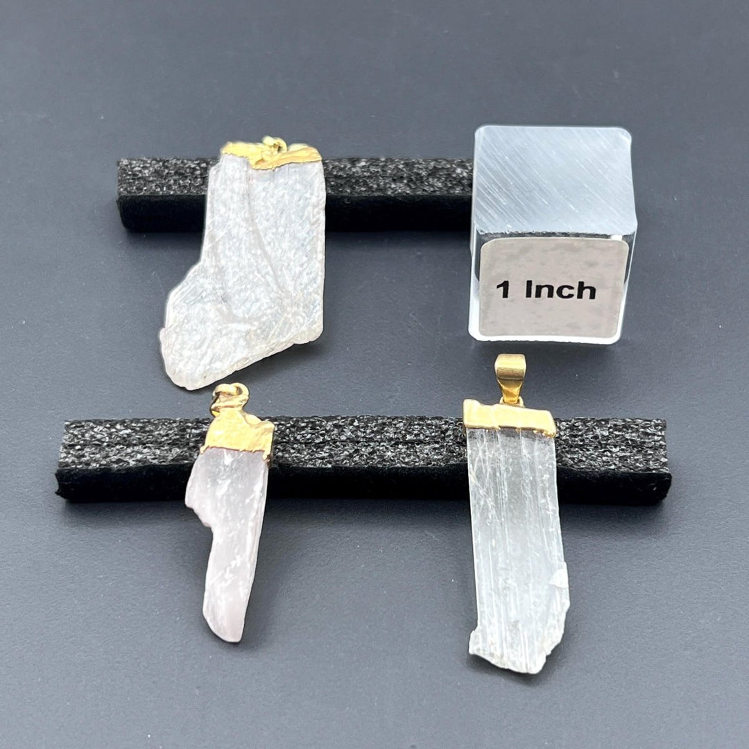 Kunzite Raw Blade Gold PendantCrystal River Gems