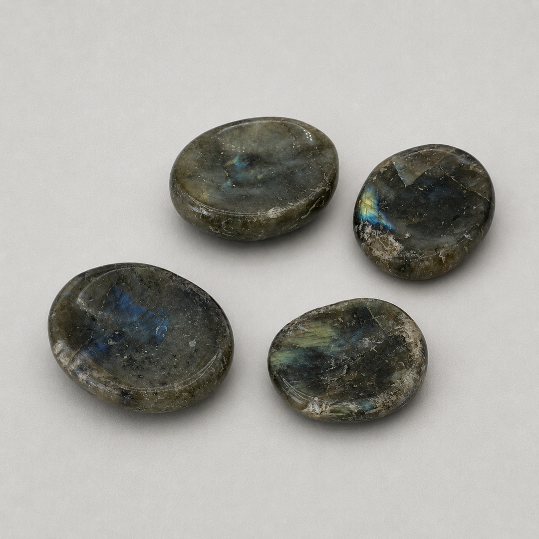 Labradorite Worry Stones w/ Thumb Indent (4 Pieces)