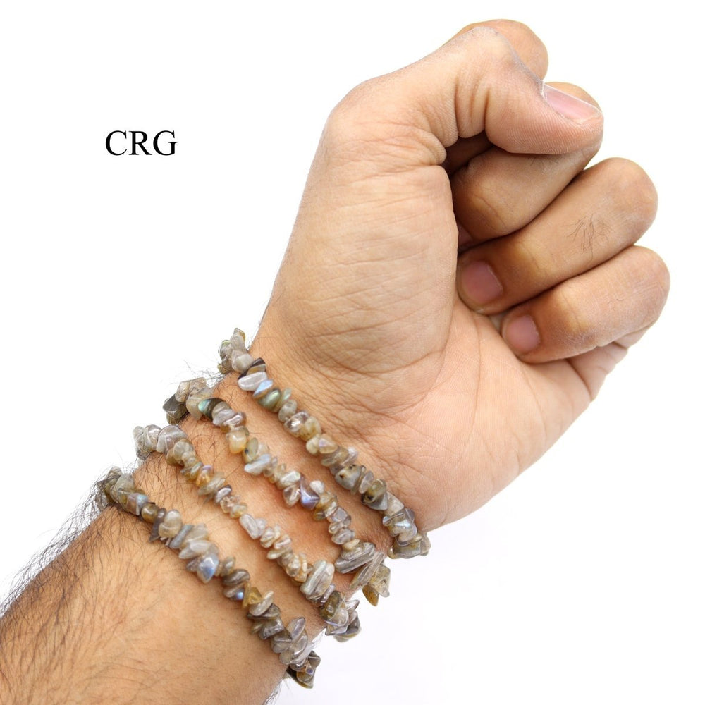 Labradorite Chip Bracelet (4 Pieces) Size 4 to 7 mm Crystal Stretch Jewelry