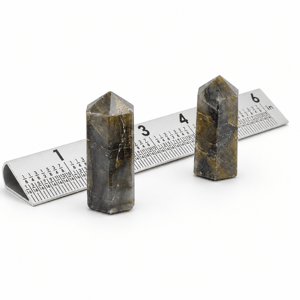 Labradorite Mini Towers (2 Pieces) Size 50 mm Crystal Gemstone PointsCrystal River Gems