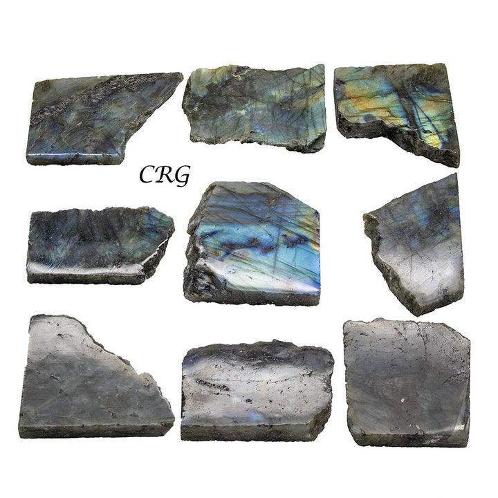 Labradorite Palm Size Slabs with One Polished Face (Size 2 To 3 Inches) (1 Pound) Hand Carved Polished Gemstone DecorCrystal River Gems