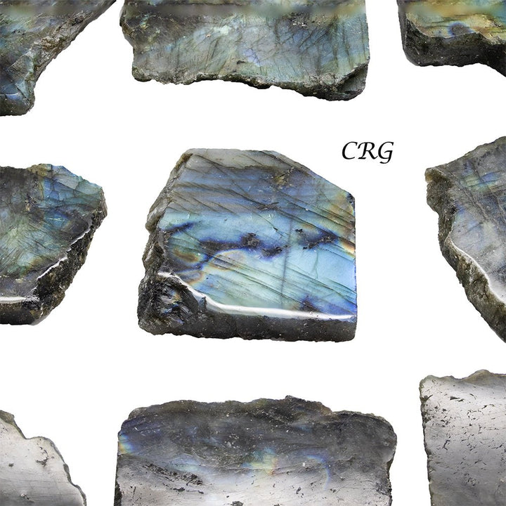 Labradorite Palm Size Slabs with One Polished Face (Size 2 To 3 Inches) (1 Pound) Hand Carved Polished Gemstone DecorCrystal River Gems