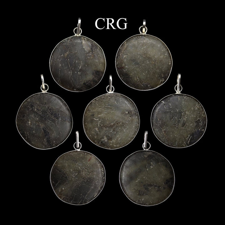 Labradorite Round Cabochon Pendant with Silver Plating (4 Pieces) Size 1.5 to 2 Inches Crystal Jewelry CharmCrystal River Gems